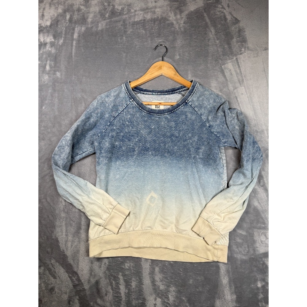 Billabong Sweatshirt Womens Medium Blue Acid Wash Tribal Back Raglan Sleeve